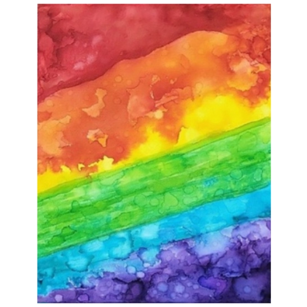 Hand Crafted Abstract Rainbow Design 11x14 Inches Canvas Painting